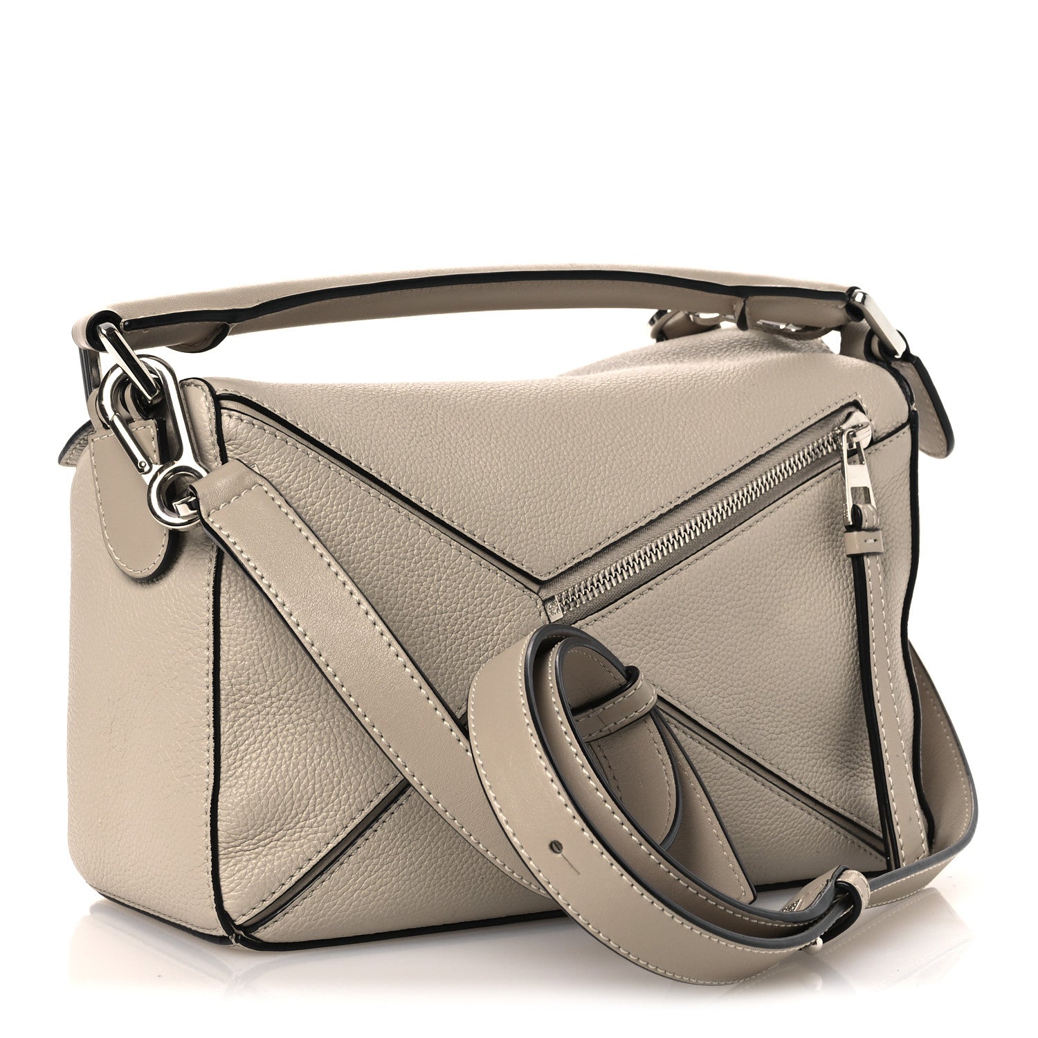 Grained Calfskin Small Puzzle Bag Sand