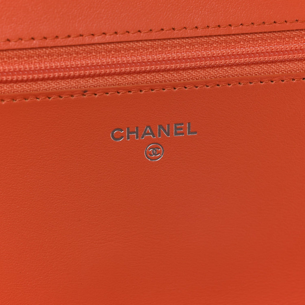 Caviar Quilted Boy Wallet On Chain WOC Orange