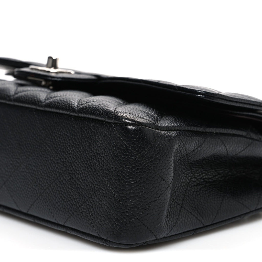 Caviar Quilted Medium Double Flap Black