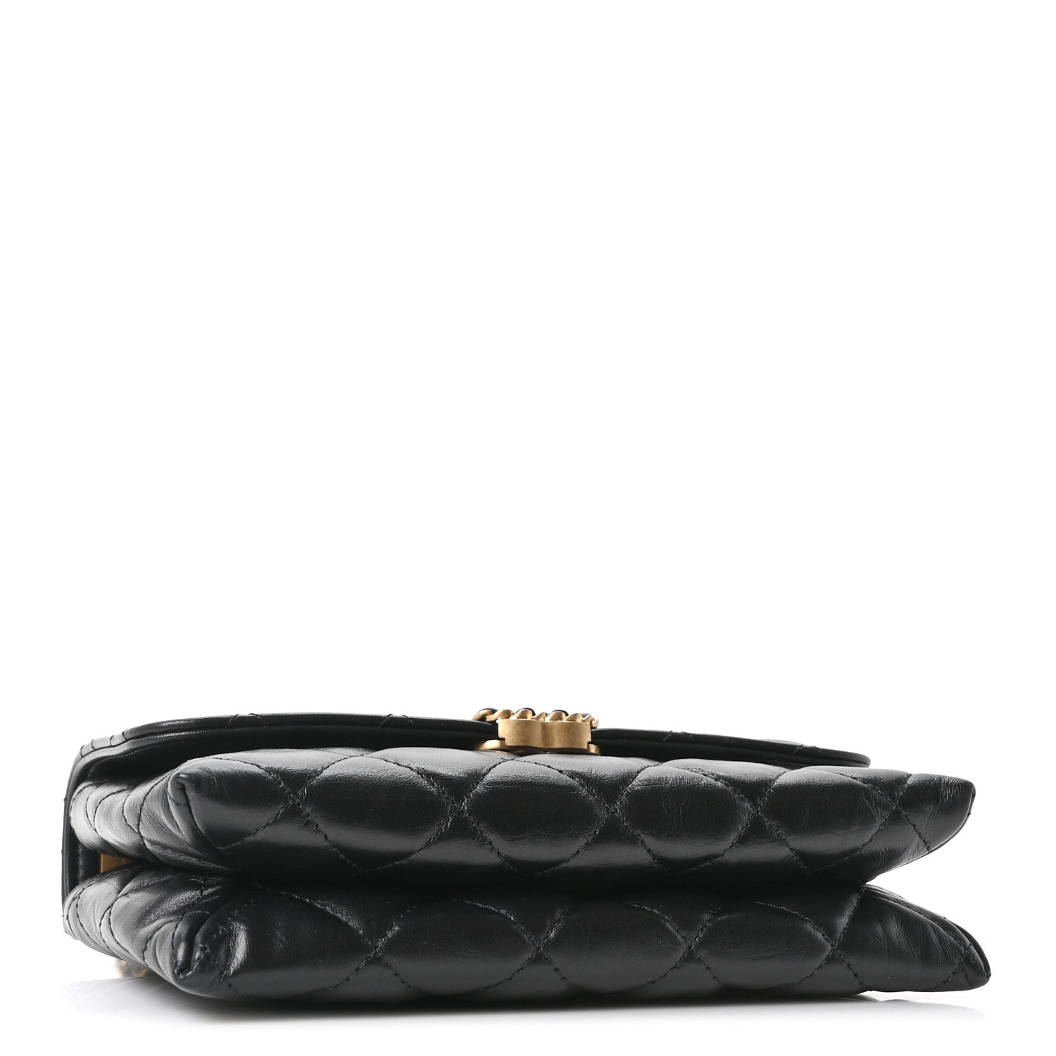 Lambskin Quilted Chanel 19 Chain Flap Wallet Black