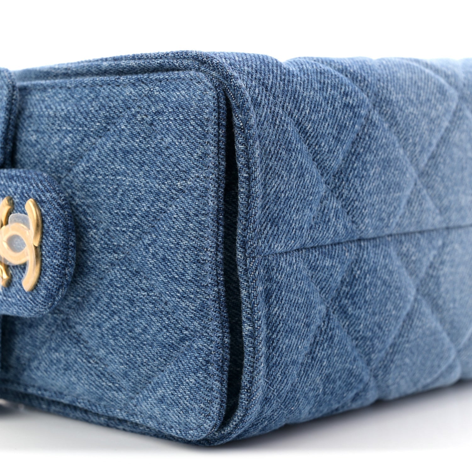 Washed Denim Quilted Mini Chanel 25 Handbag Blue