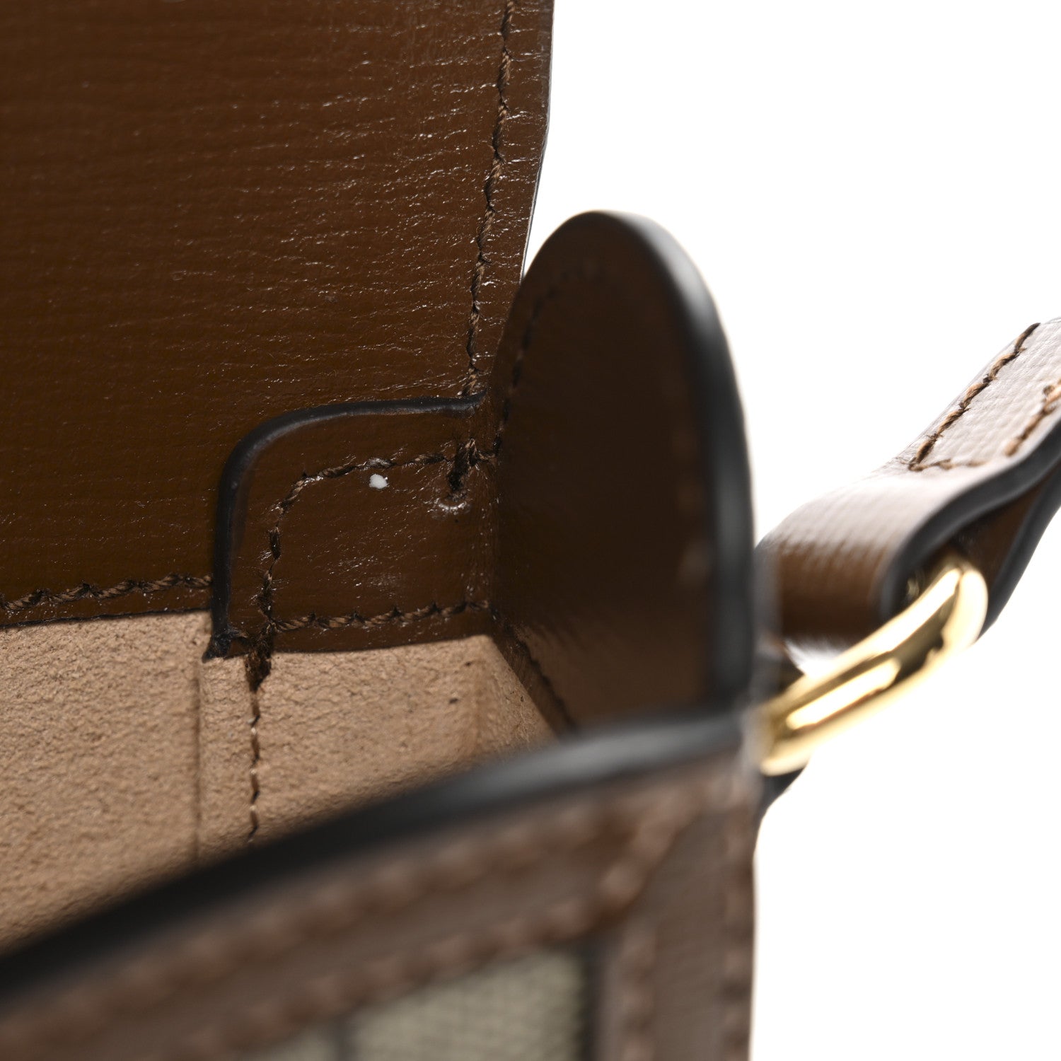 GG Supreme Monogram Mini Horsebit 1955 Shoulder Bag Beige Brown Sugar