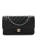 Caviar Quilted Medium Double Flap Black