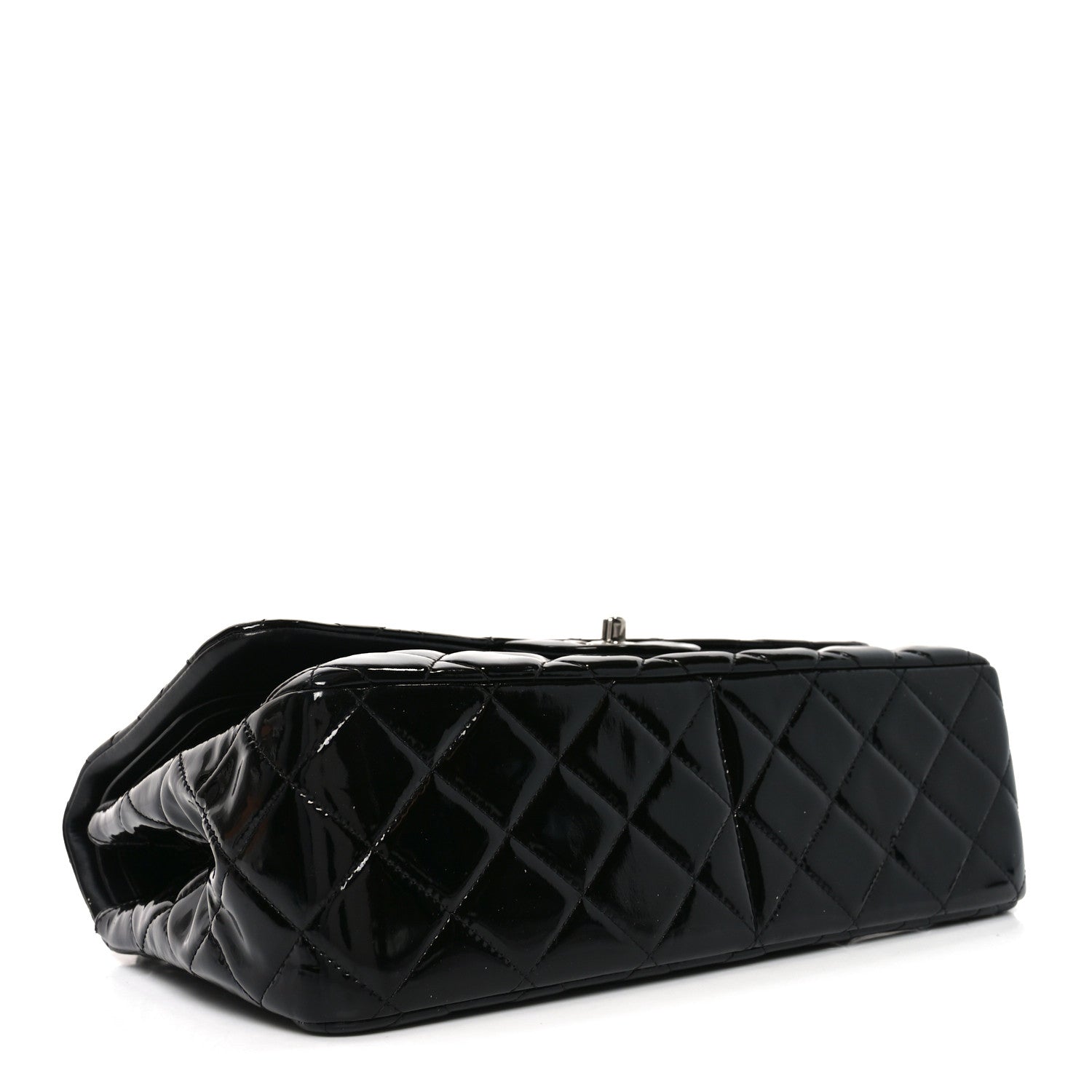 Patent Quilted Jumbo Double Flap Black