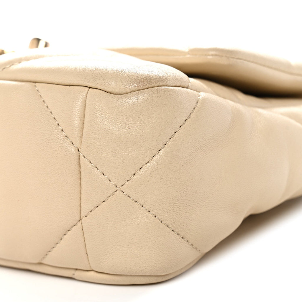 Lambskin Quilted Medium Chanel 19 Flap Light Beige