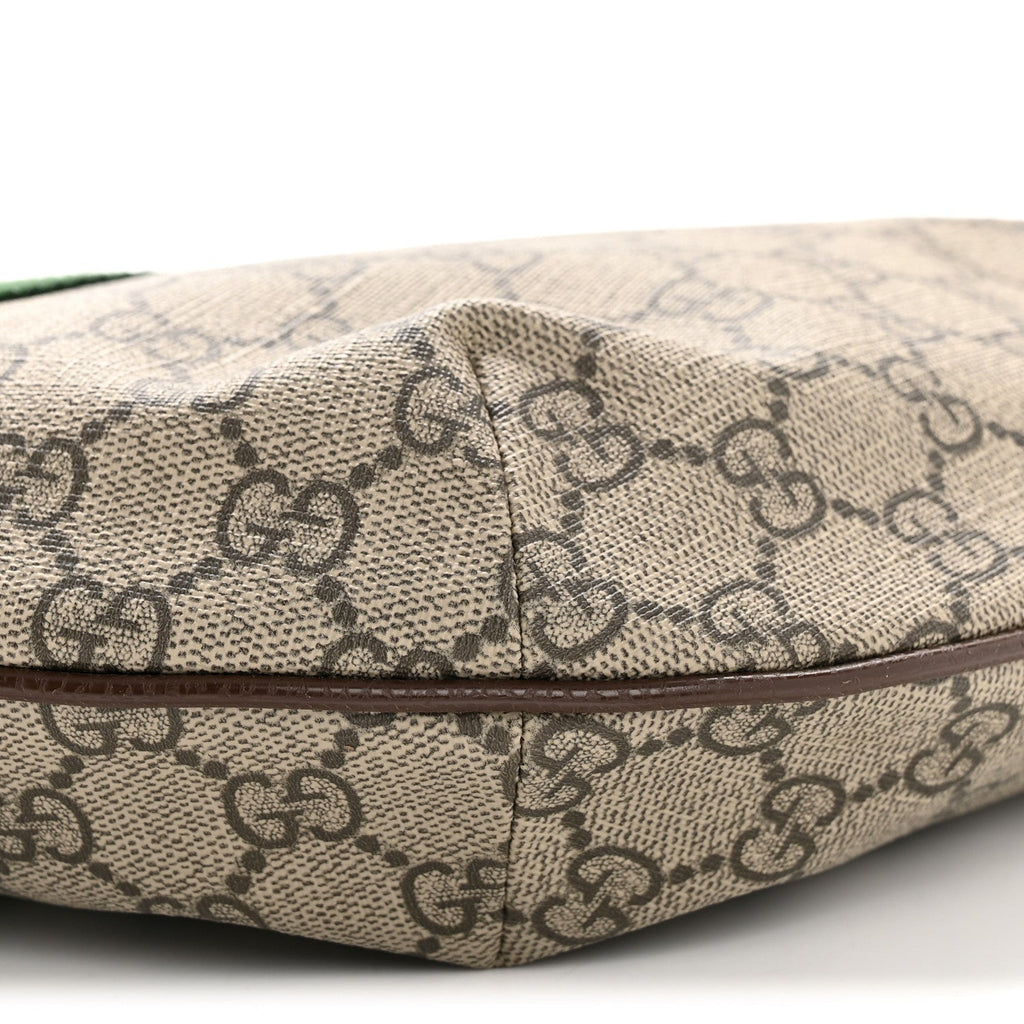 GG Supreme Monogram Web Small Ophidia Half Moon Hobo Brown