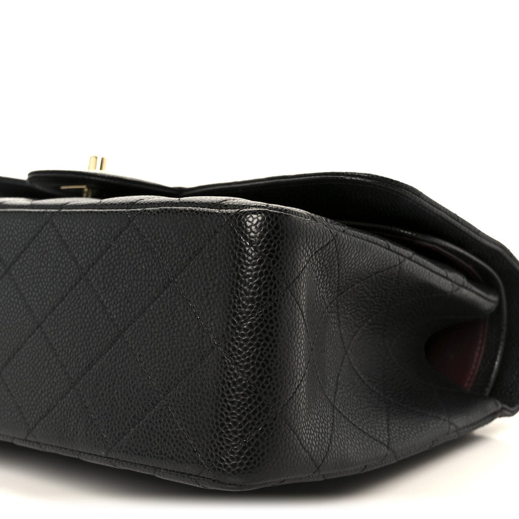 Caviar Quilted Jumbo Double Flap Black