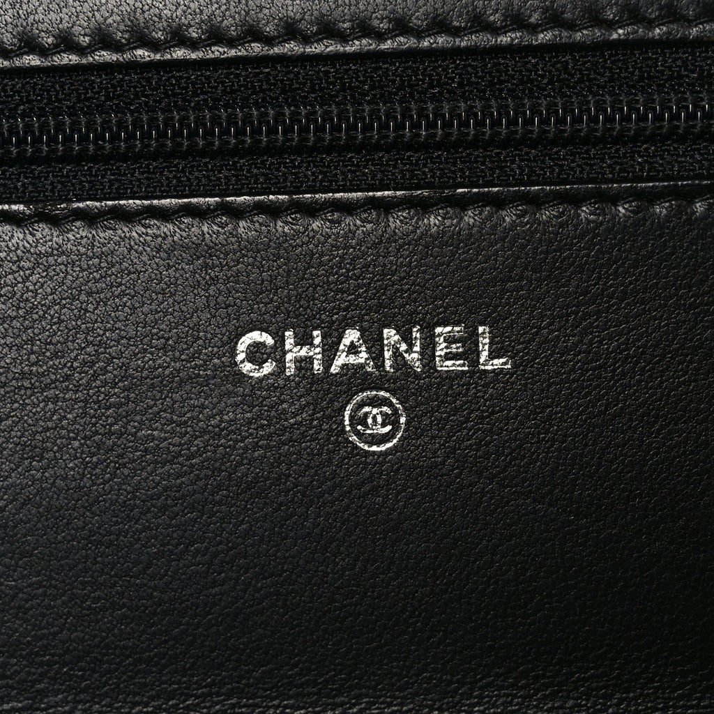 Lambskin Quilted Boy Wallet On Chain WOC Black
