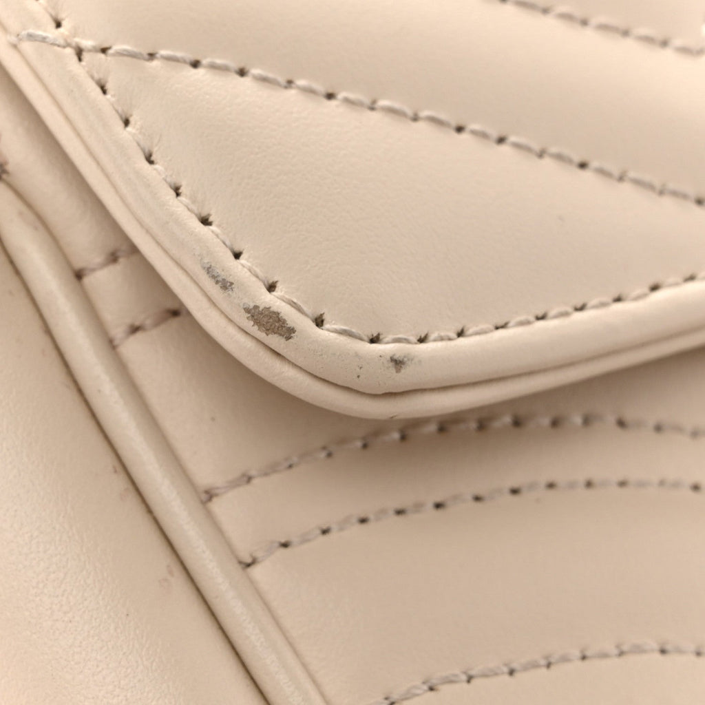 Calfskin Matelasse Mini GG Marmont Shoulder Bag White
