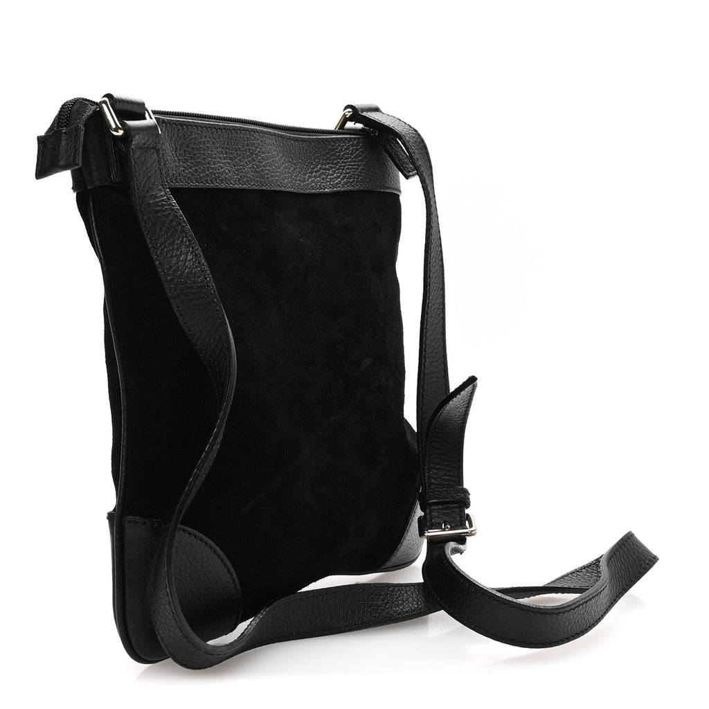 Guccissima Suede Crossbody Bag Black