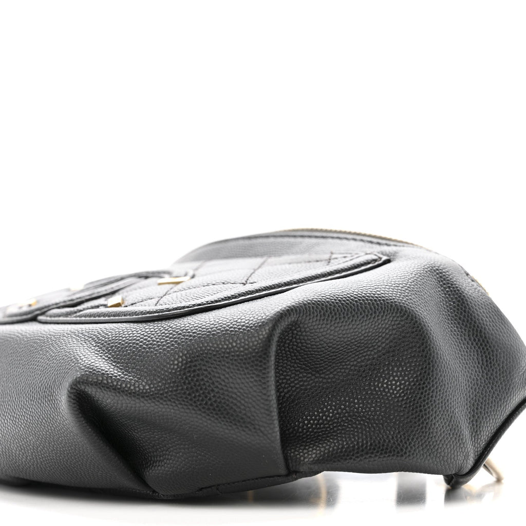 Caviar Quilted Filigree Waist Bag Black
