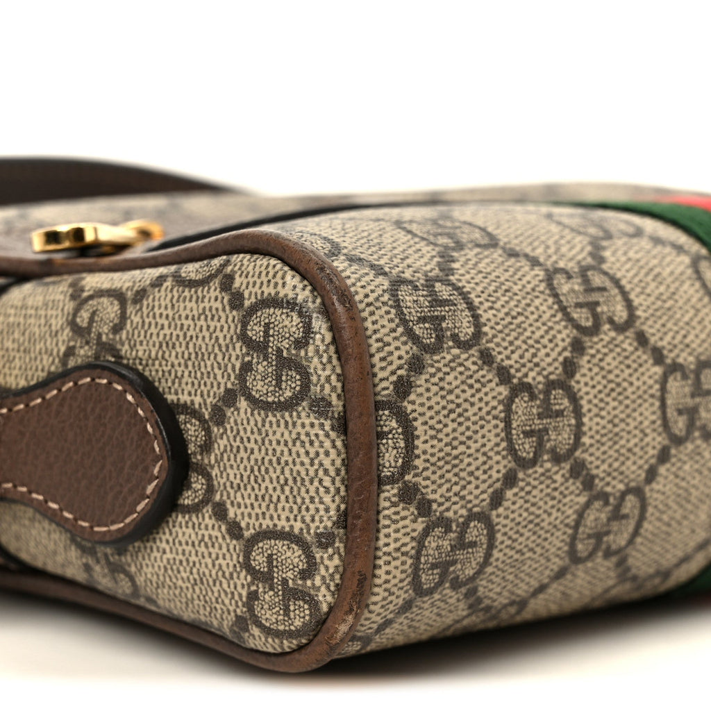 GG Supreme Monogram Web Mini Ophidia Shoulder Bag Brown