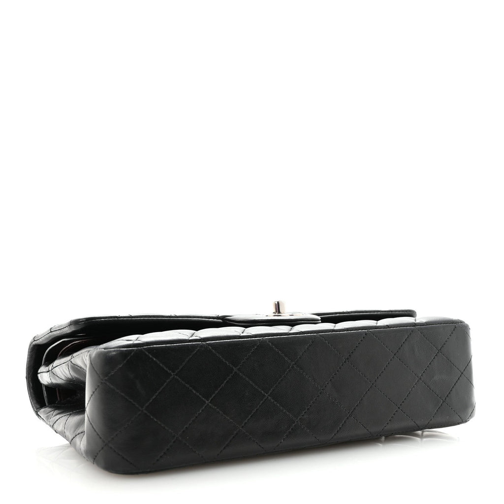 Lambskin Quilted Medium Double Flap Black