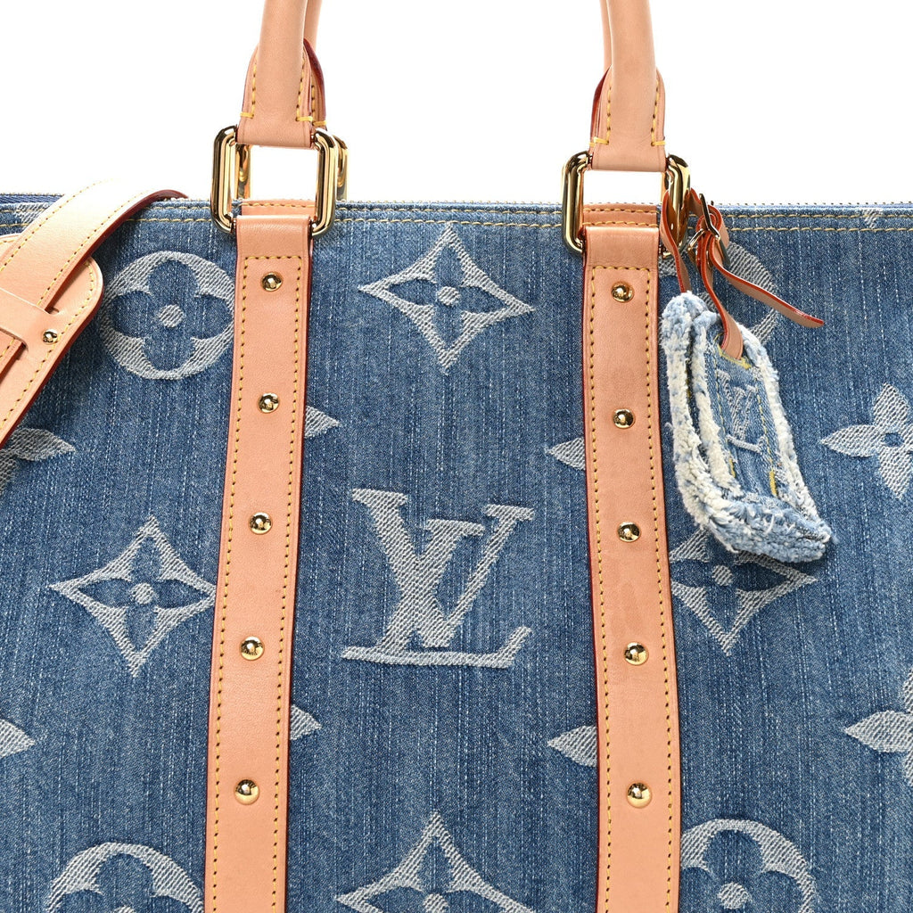 Denim Monogram New LV Remix Keepall Bandouliere 45 Blue