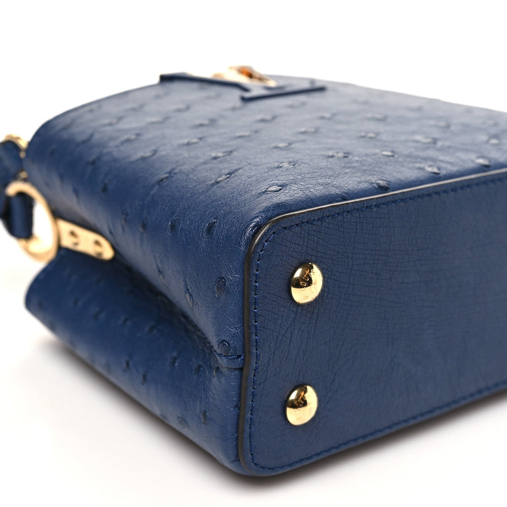 Ostrich Capucines Mini Indigo