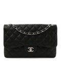 Caviar Quilted Jumbo Double Flap Black