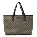 GG Supreme Monogram Medium Zippered Shopping Tote  Dark Brown