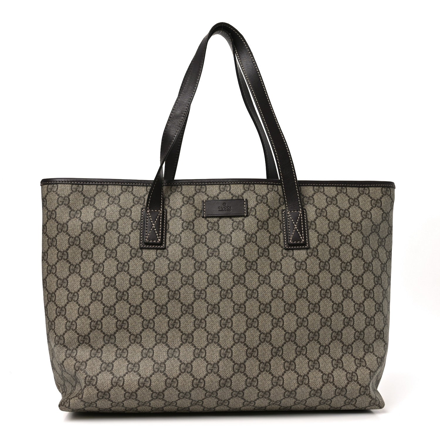 GG Supreme Monogram Medium Zippered Shopping Tote  Dark Brown