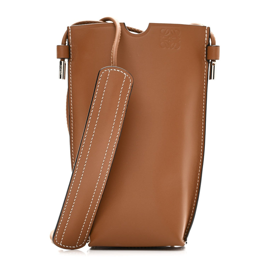 Smooth Calfskin Anagram Phone Pouch Tan