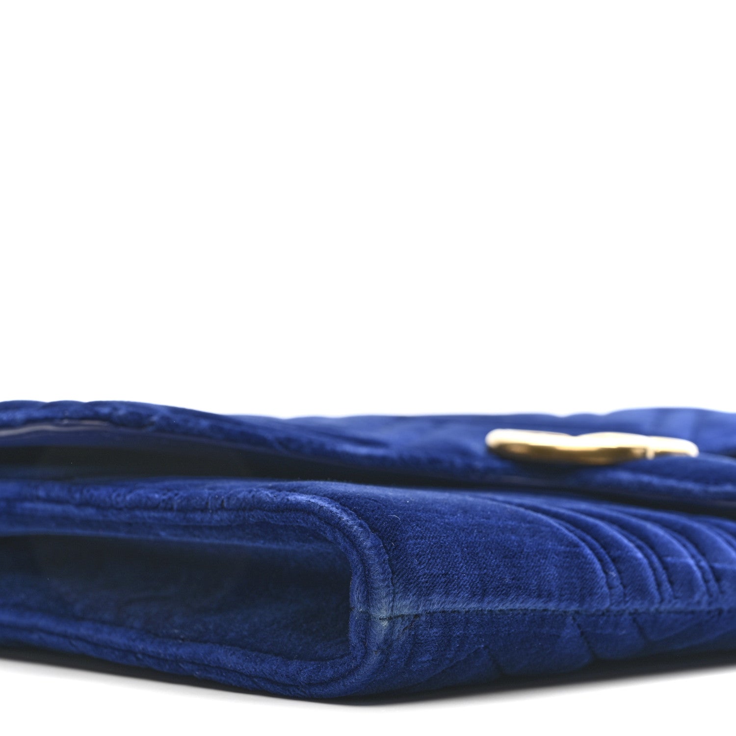 Velvet Matelasse GG Marmont Clutch Cobalt Blue