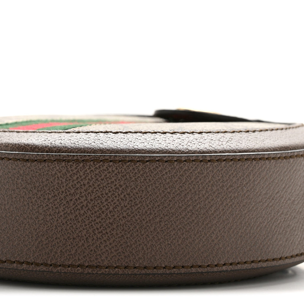 GG Supreme Monogram Web Mini Ophidia Round Shoulder Bag Brown