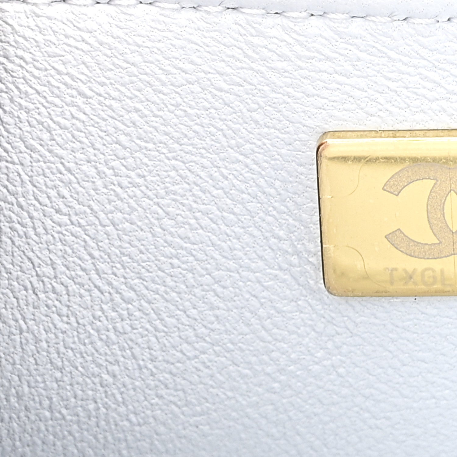 Shiny Lambskin Quilted Pearl Twist Mini Square Flap Light Blue