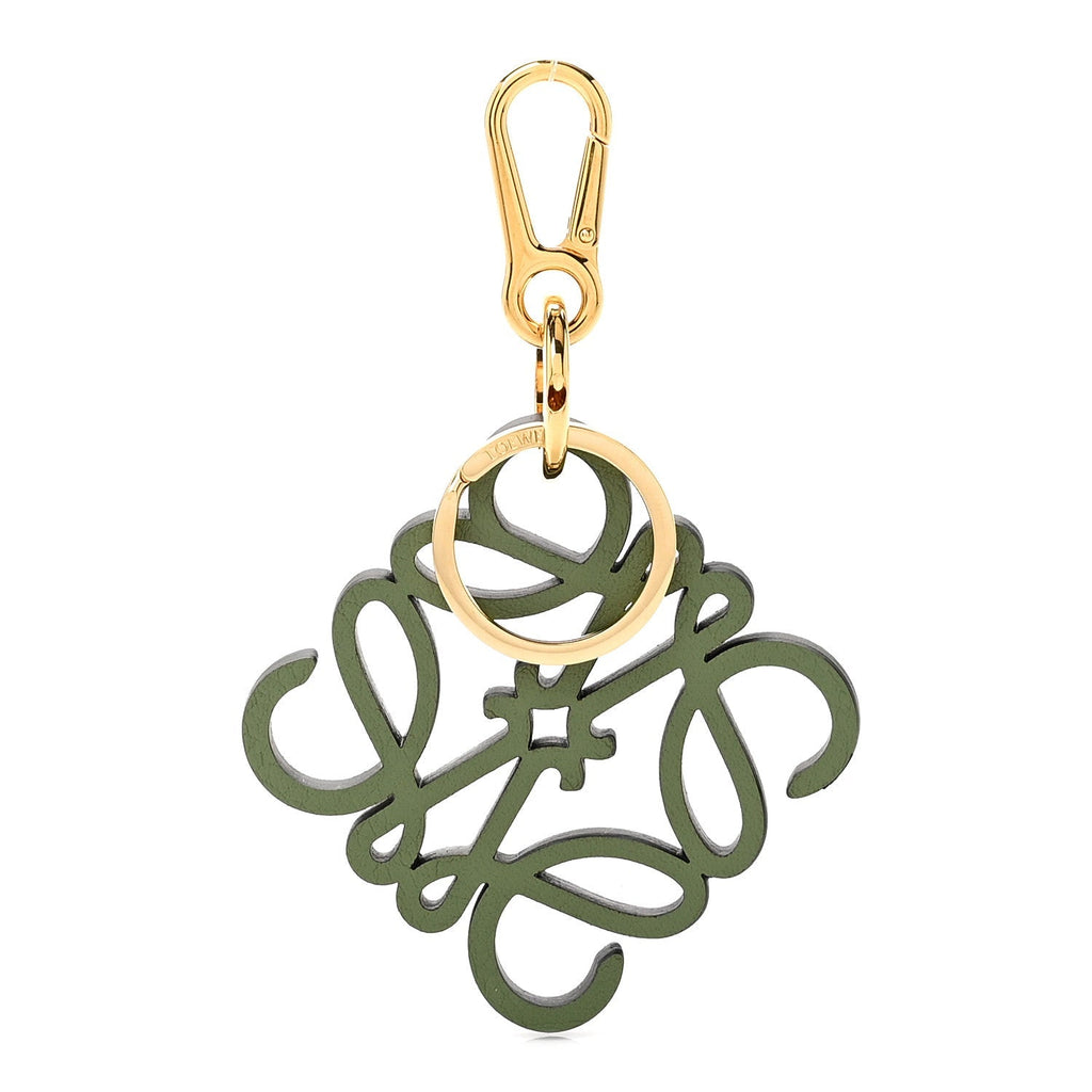 Calfskin Anagram Bag Charm Key Holder Avocado