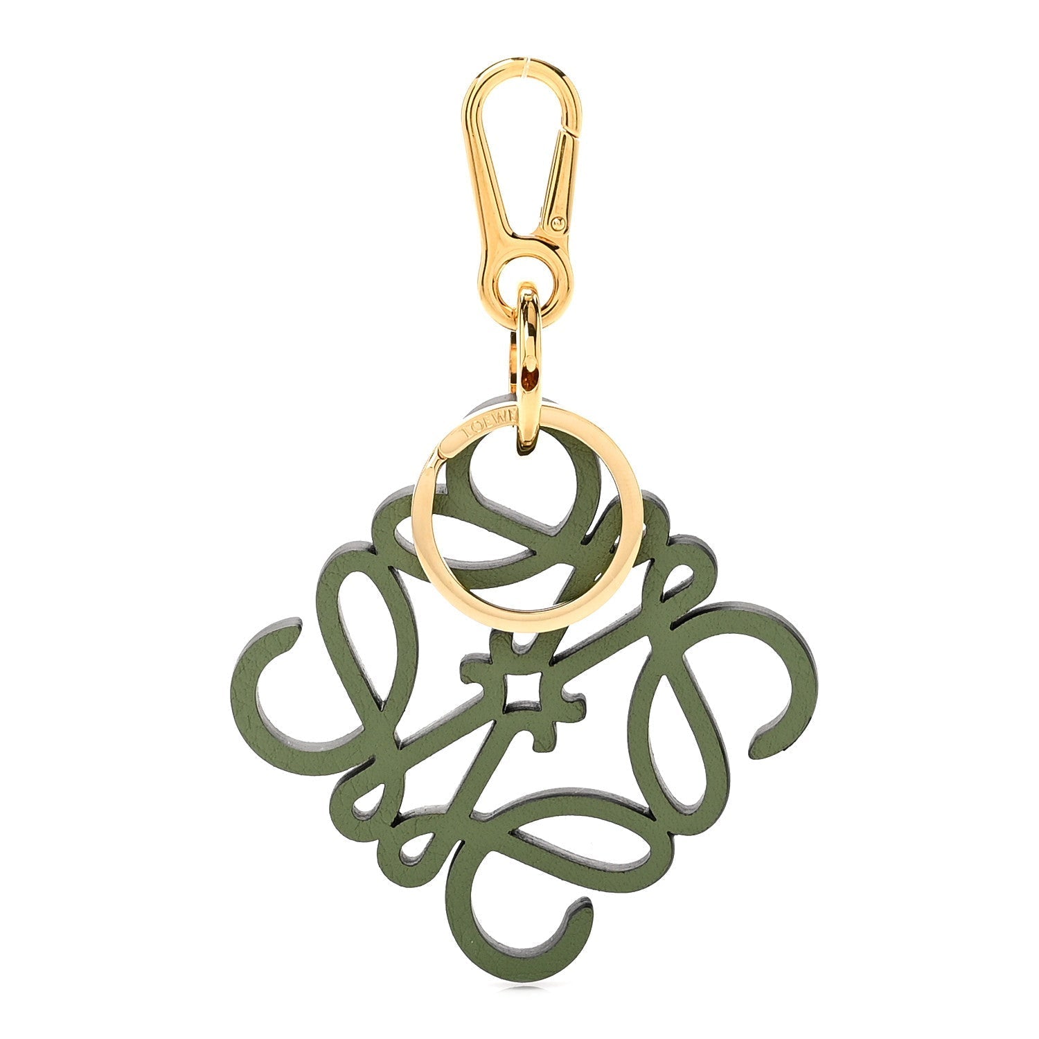 Calfskin Anagram Bag Charm Key Holder Avocado