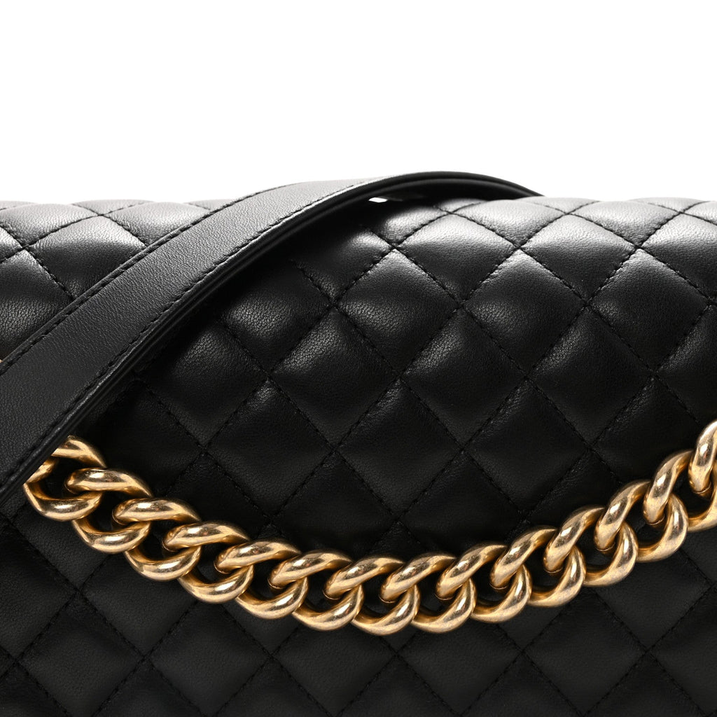 Lambskin Quilted New Medium Boy Flap Black
