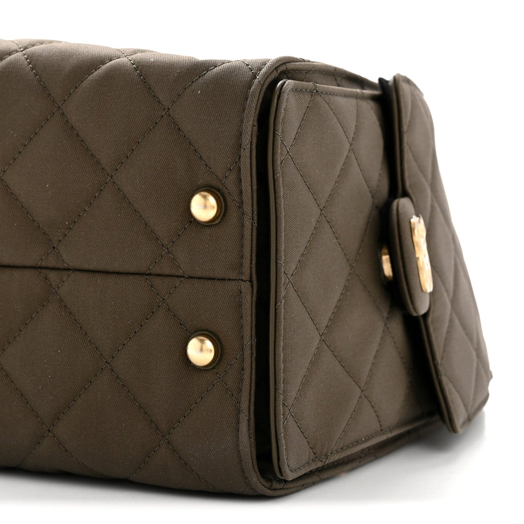 Canvas Quilted Small Chanel 25 Handbag Khaki