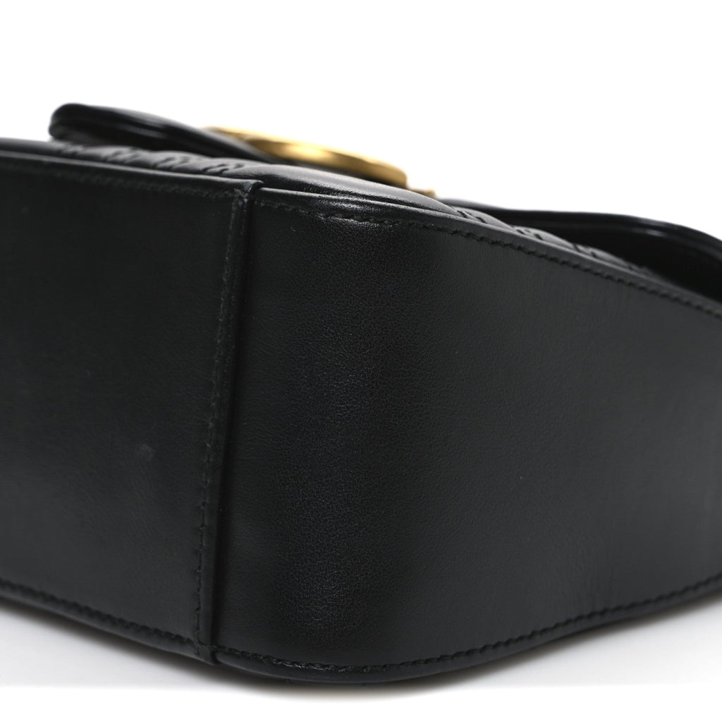 Calfskin Matelasse Mini GG Marmont Top Handle Shoulder Bag Black