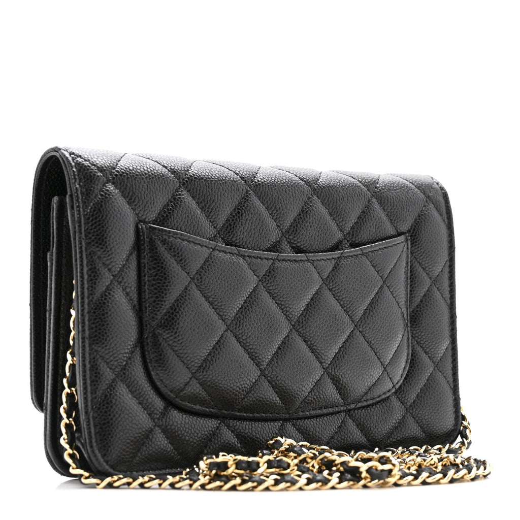 Caviar Quilted Miss Coco Wallet On Chain WOC Black