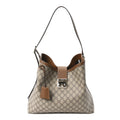 GG Icon Monogram Padlock Shoulder Bag Beige Dark Brown