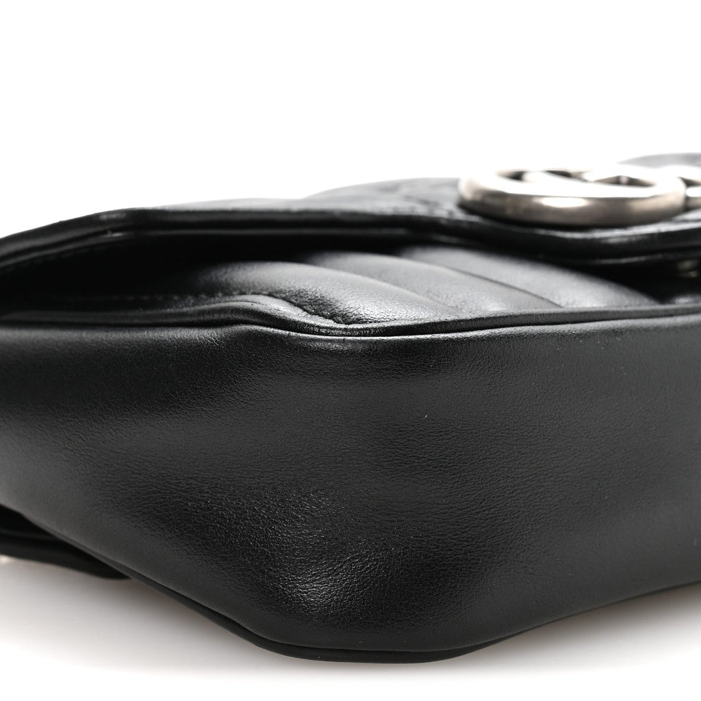 Calfskin Matelasse Aria Super Mini GG Marmont Shoulder Bag Black