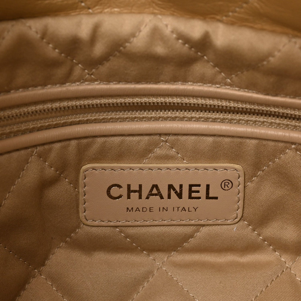 Metallic Calfskin Quilted Small Chanel 22 Light Gold