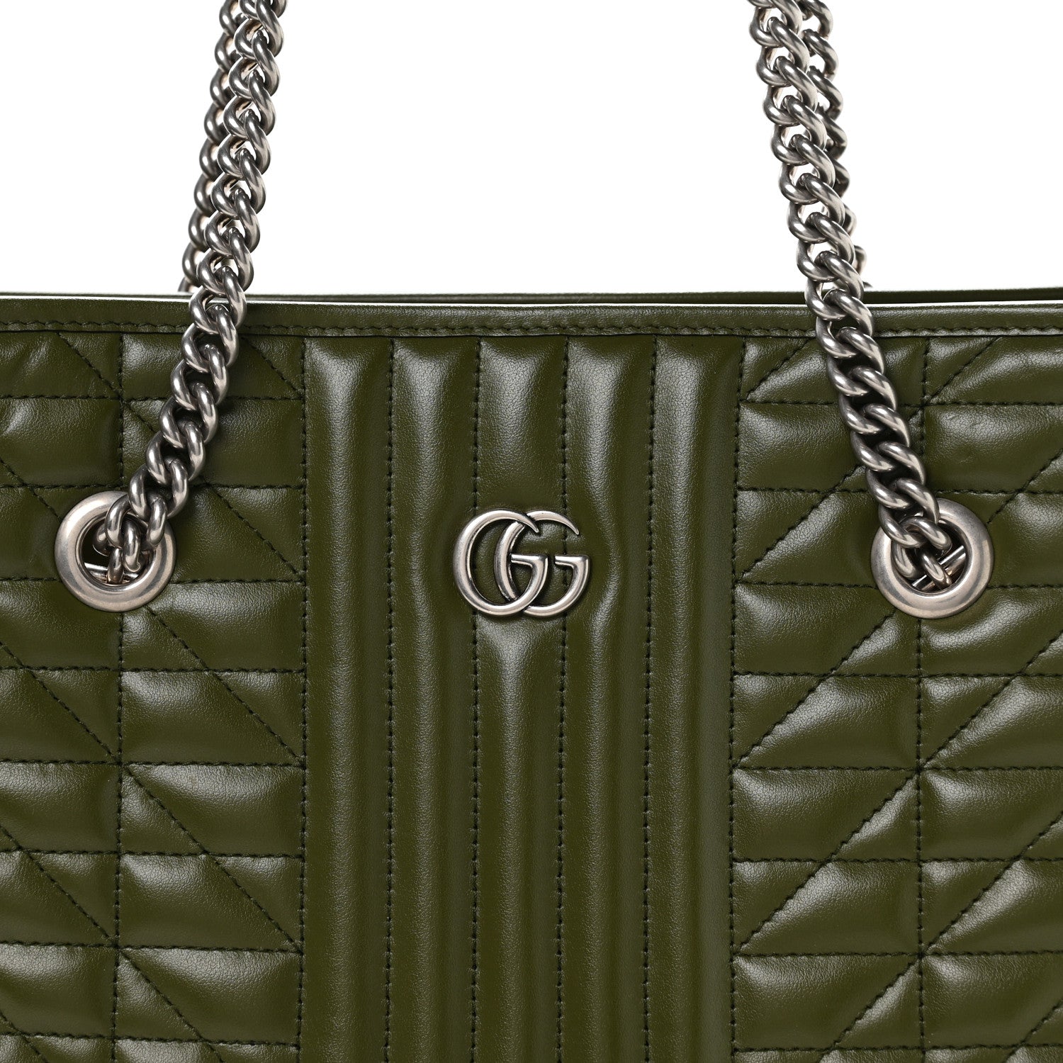 Calfskin Matelasse Aria Medium GG Marmont Shoulder Tote Military Wood