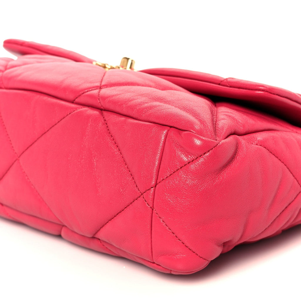 Goatskin Quilted Large Chanel 19 Flap Dark Pink