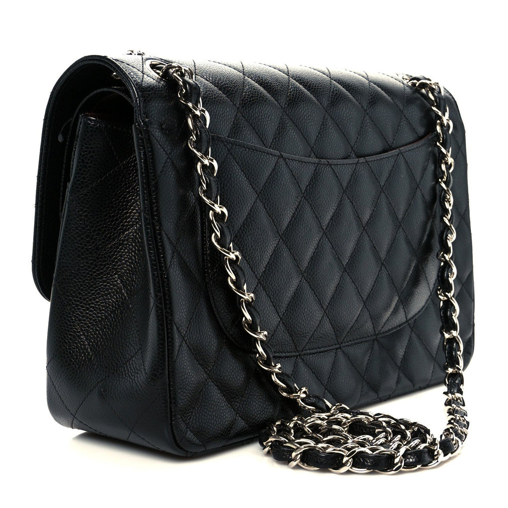 Caviar Quilted Jumbo Double Flap Black