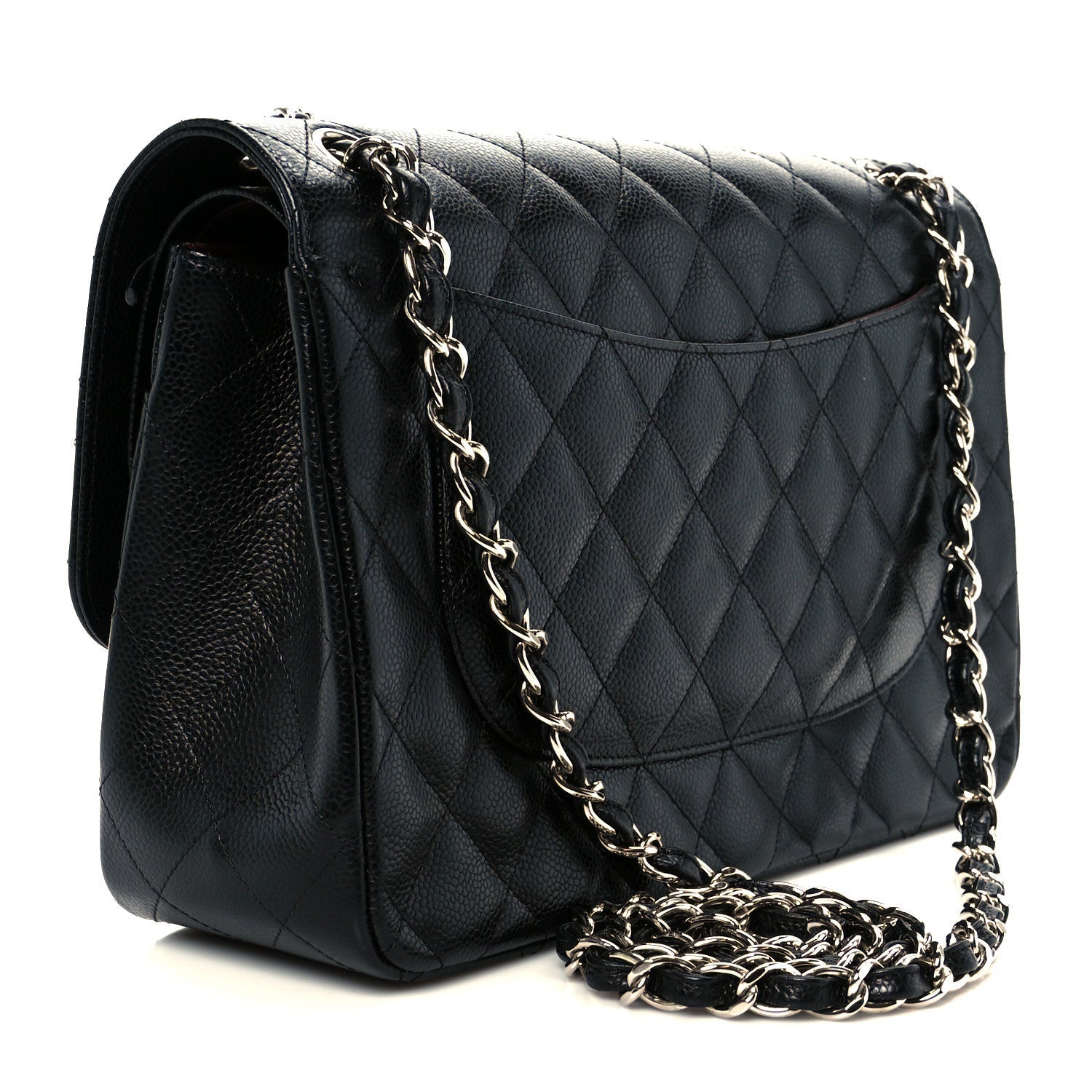 Caviar Quilted Jumbo Double Flap Black