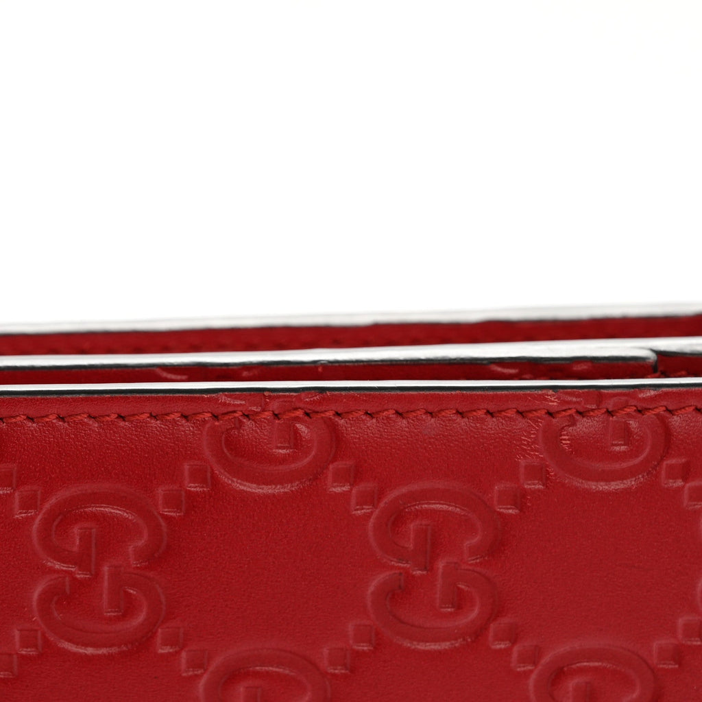 Guccissima Signature Bowy Chain Wallet Hibiscus Red