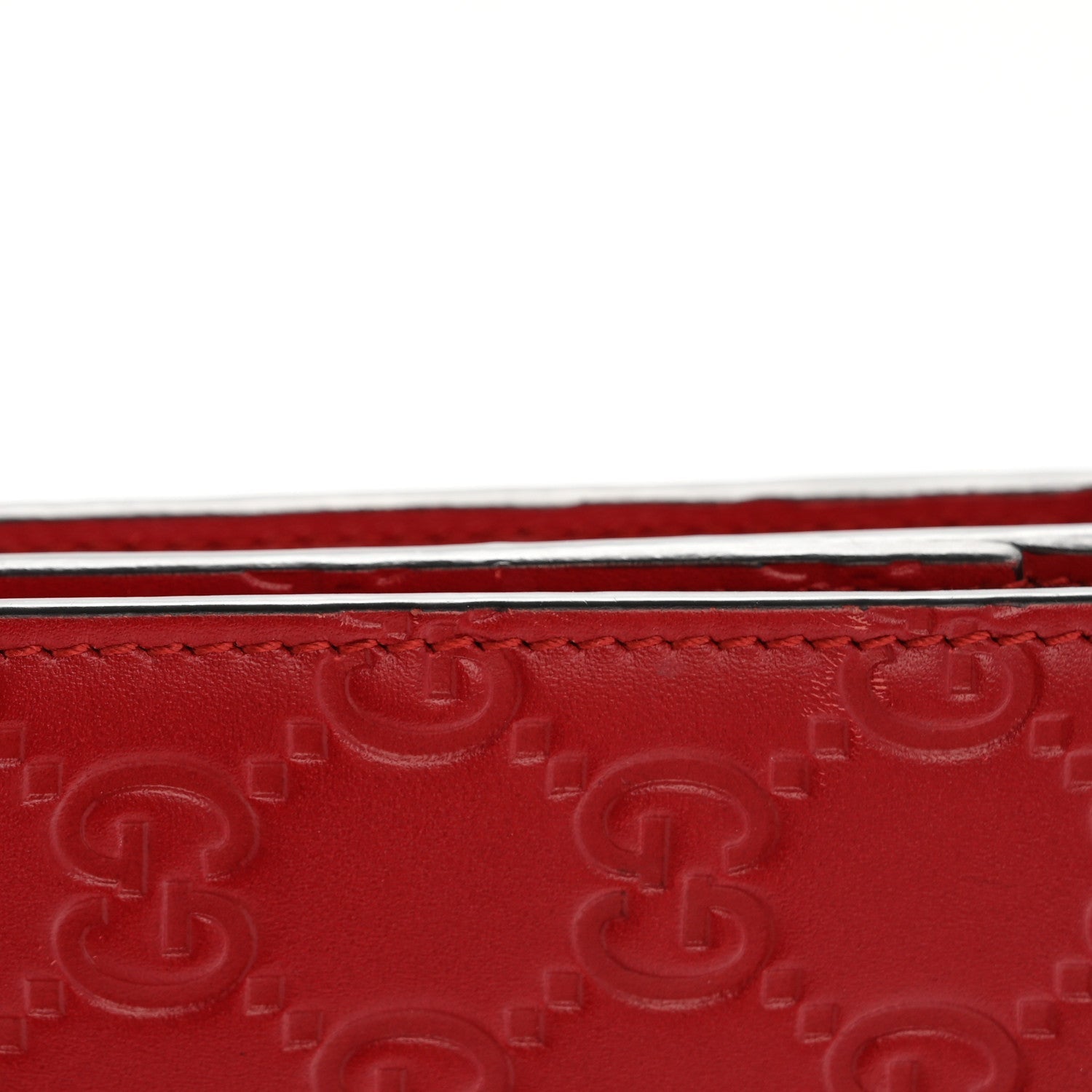 Guccissima Signature Bowy Chain Wallet Hibiscus Red