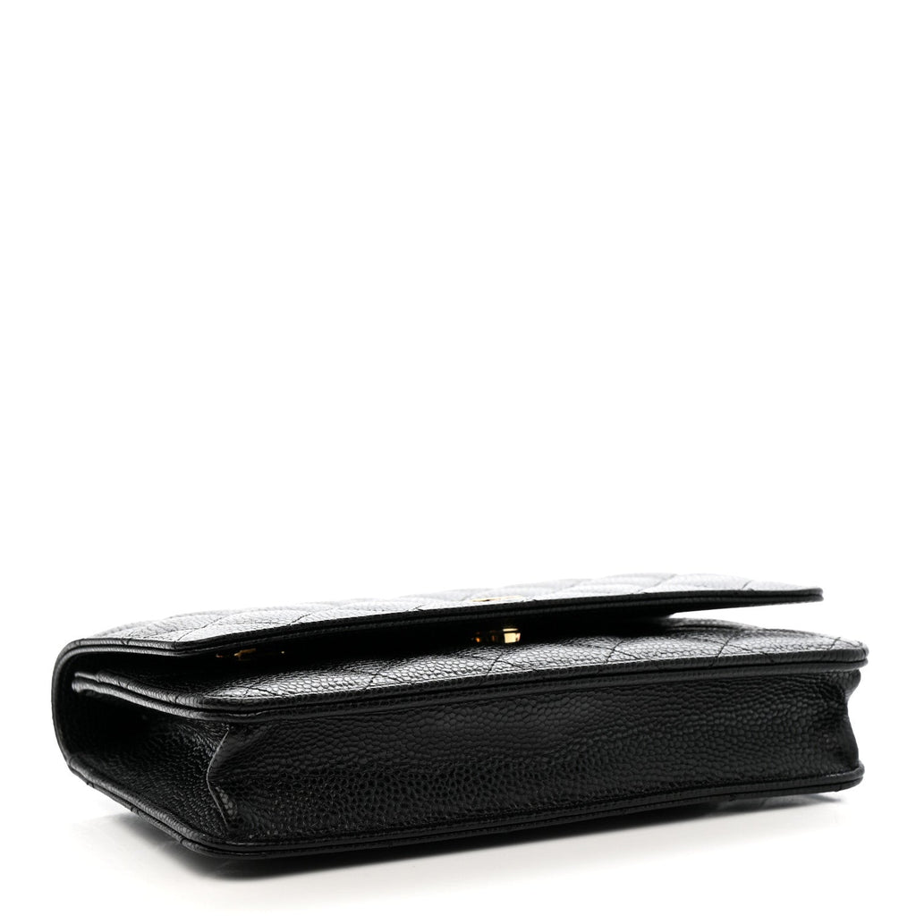 Caviar Quilted Wallet on Chain WOC Black