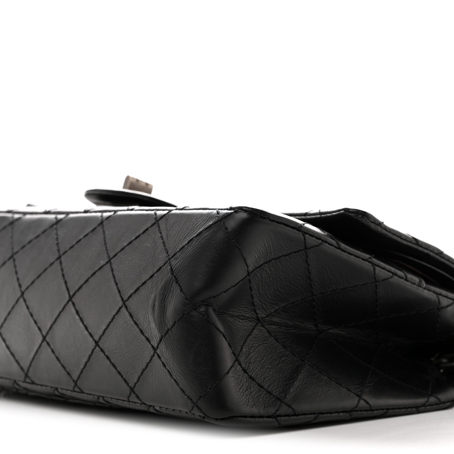 Aged Calfskin Quilted 2.55 Reissue 225 Flap  Black