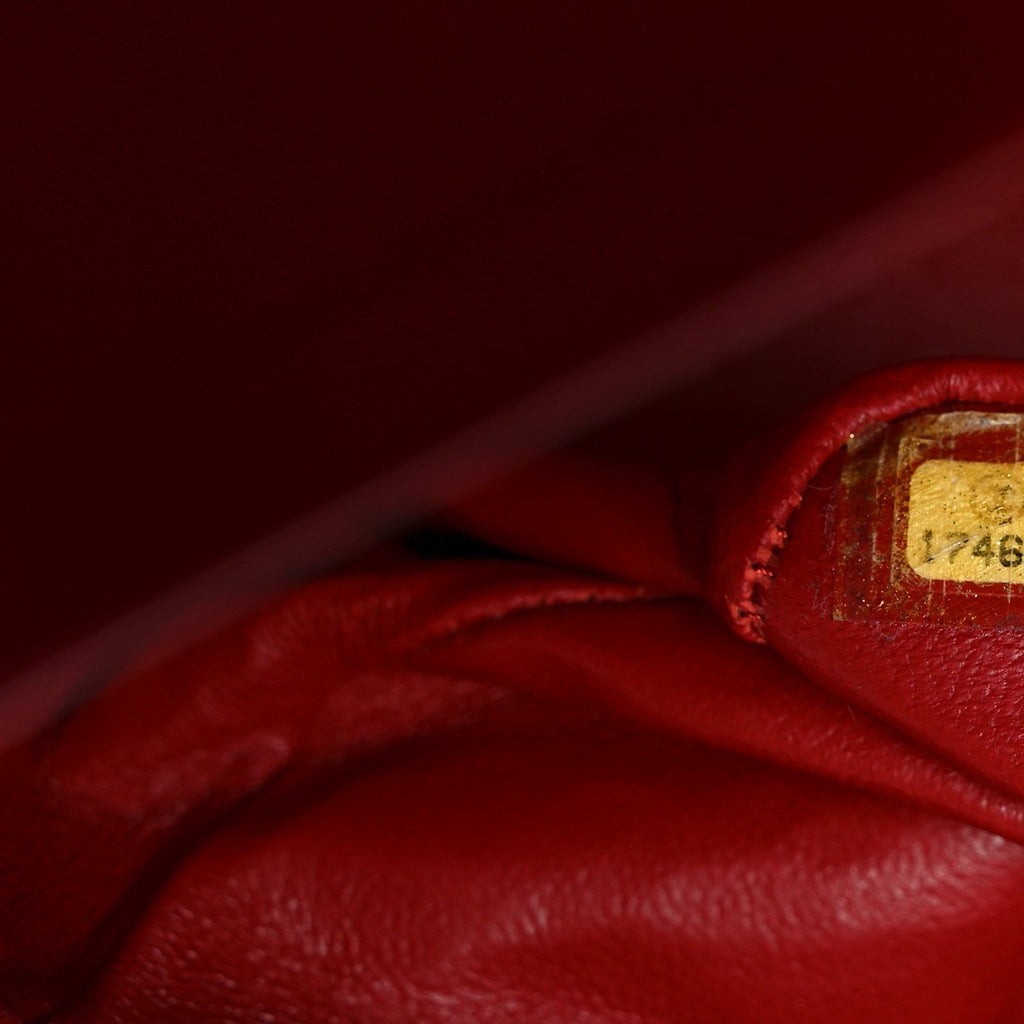 Lambskin Quilted Medium Double Flap Red