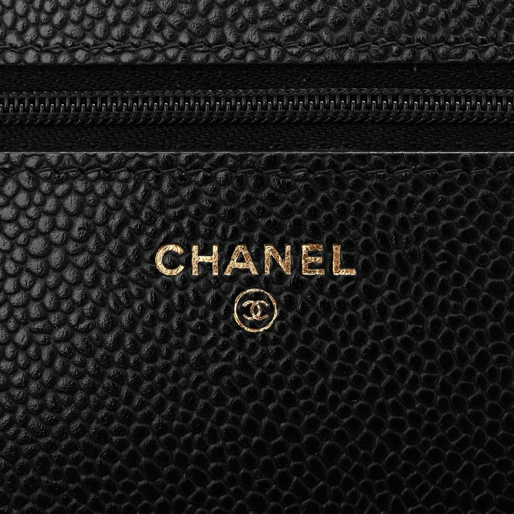 Caviar Quilted Wallet on Chain WOC Black