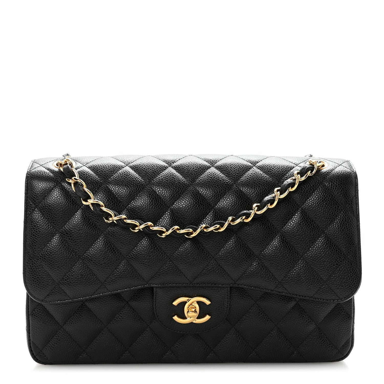 Caviar Quilted Jumbo Double Flap Black
