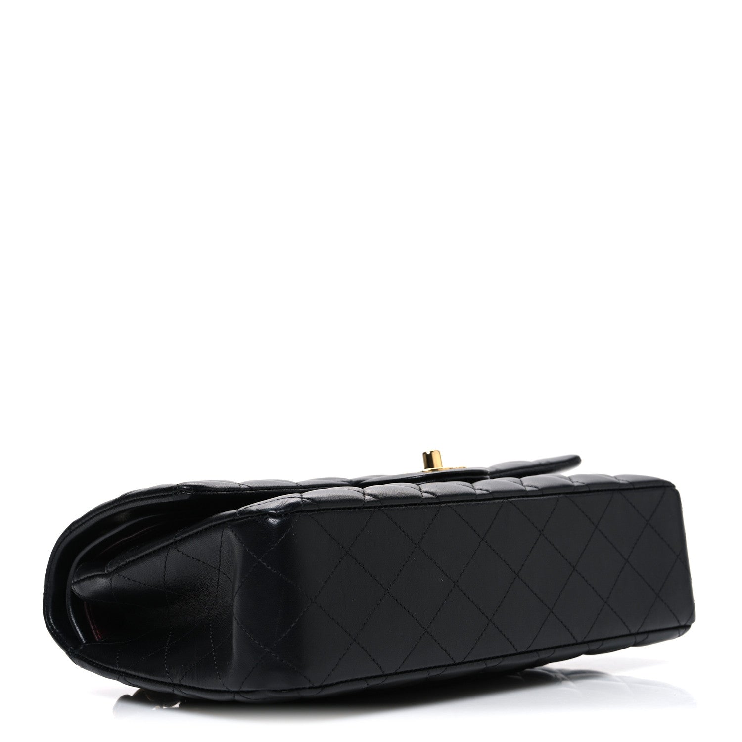Lambskin Quilted Medium Double Flap Black