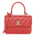 Lambskin Quilted Small Trendy CC Flap Dual Handle Bag Orange
