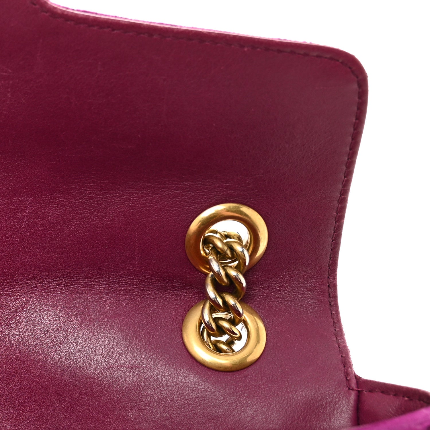 Velvet Matelasse Small GG Marmont Shoulder Bag Fuchsia Violet Cyclamen