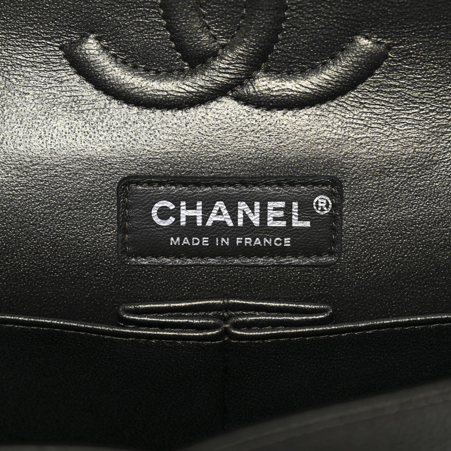 Metallic Caviar Quilted Medium Double Flap Dark Charcoal